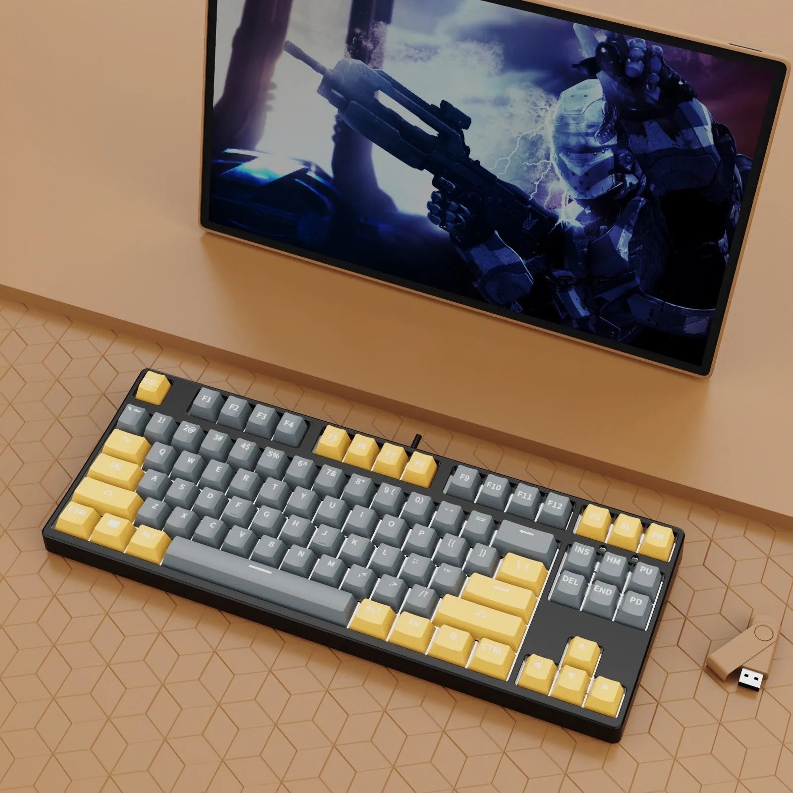 87-key wired mechanical keyboard with two-colour backlighting and hot-swappable switches