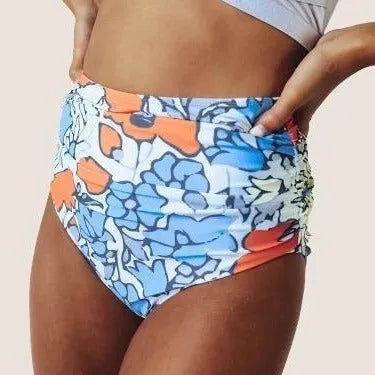 Women's blue polyester conservative vest split swimsuit I-shaped suit sleeveless adult female swimwear