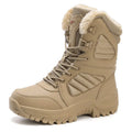 Men's snow boots brown waterproof artificial PU upper non-slip rubber sole mid heel winter shoes
