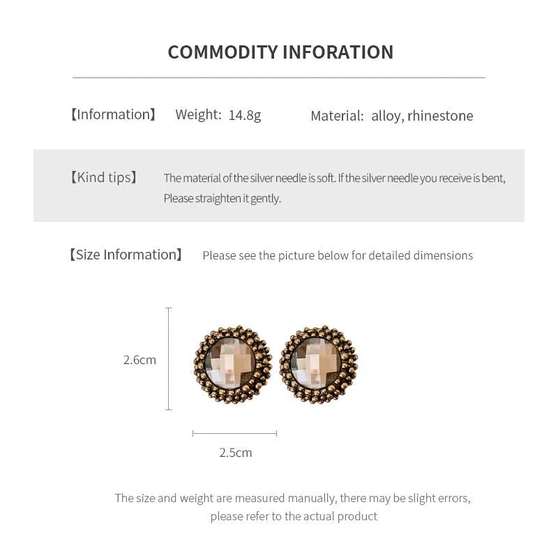 Women's silver needle flower earrings in alloy with electroplated gold finish, geometric Chinese style