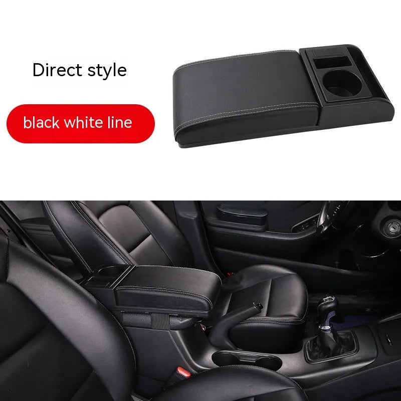 Universal car armrest cover for height increase in multiple colour options including black with red lines