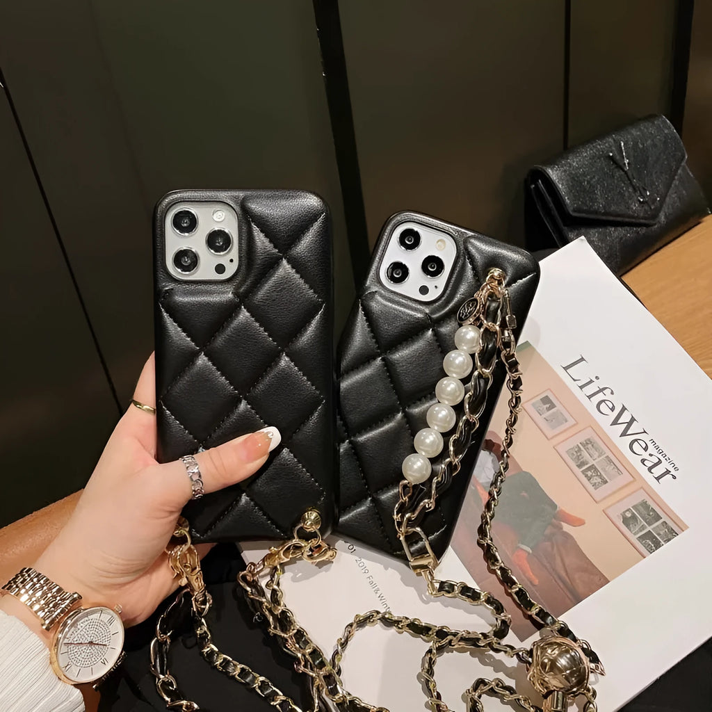 Xiaoxiangfeng imitation leather phone case with Dalinger leather rope messenger strap and small golden ball