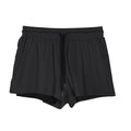 Man wearing black quick-drying nylon summer shorts with a mid-waist fit