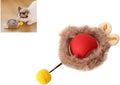 Automatic rolling ball pet toy in grey, green or red colours with attached string for interactive play