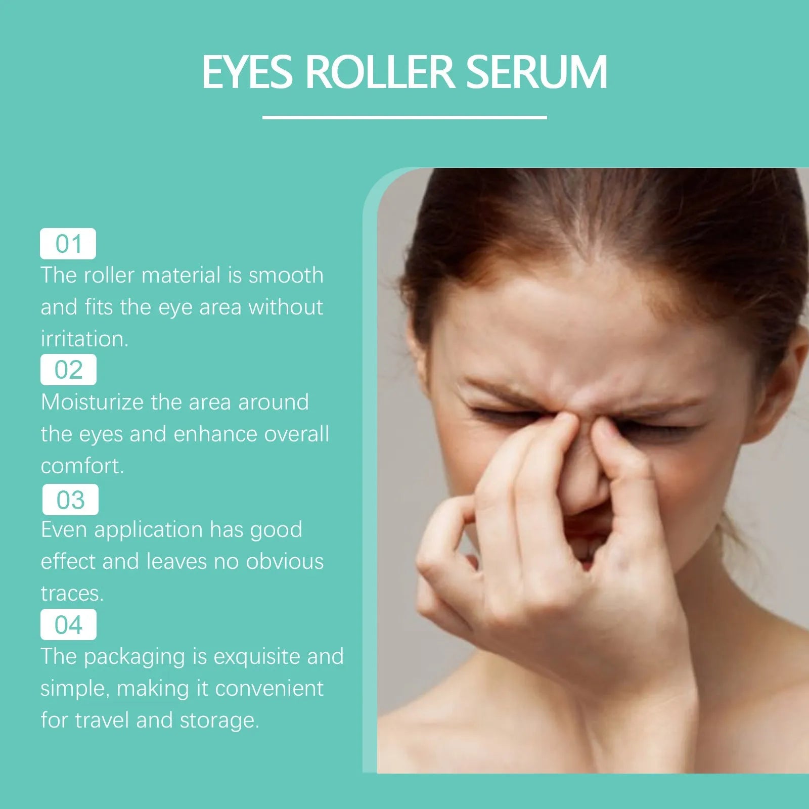 8ml eye care roll-on massage ball for cooling under-eye hydration and tension relief.