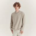 Men's loose fit long-sleeved cotton blend T-shirt in solid colour with contrast details