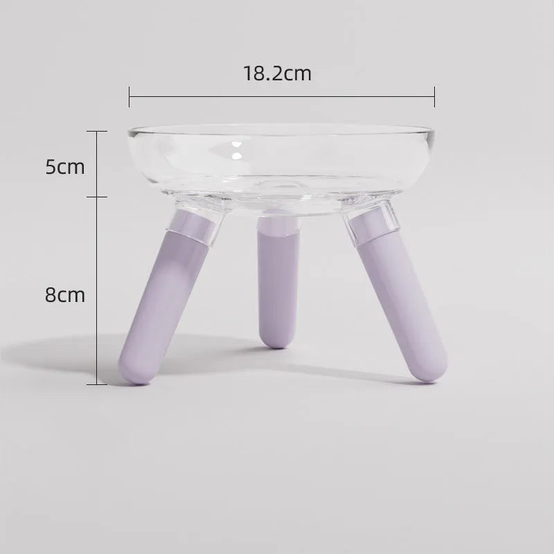 Triangle stable PC pet feeding bowl in transparent with 18.2cm diameter for cats and dogs