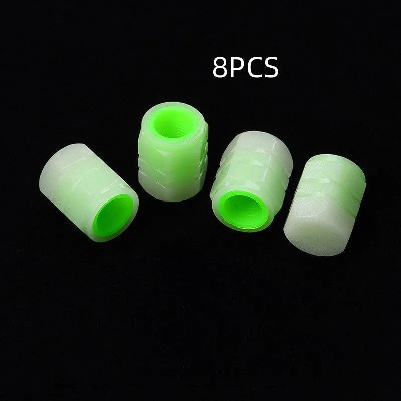 Rubber car luminous valve cap with four glowing nozzles for tyre valve illumination