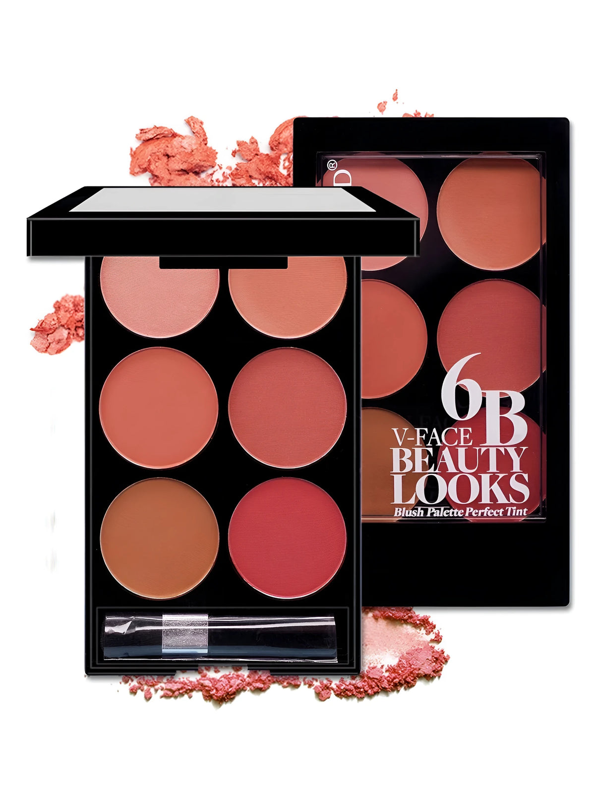 Six-colour blush palette in a 15g multicolour make-up tray for general skin types