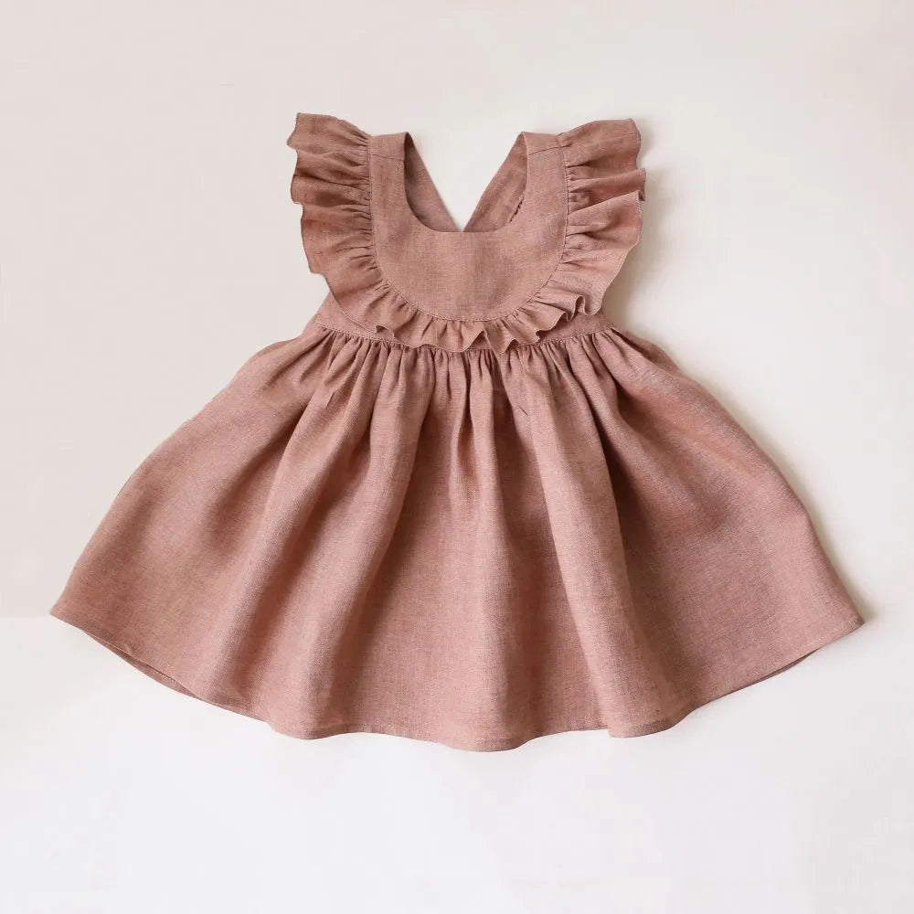 Baby girl's summer cotton A-line suspender dress in green, pink, or plaid for heights 73-110cm
