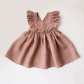 Baby girl's summer cotton A-line suspender dress in green, pink, or plaid for heights 73-110cm