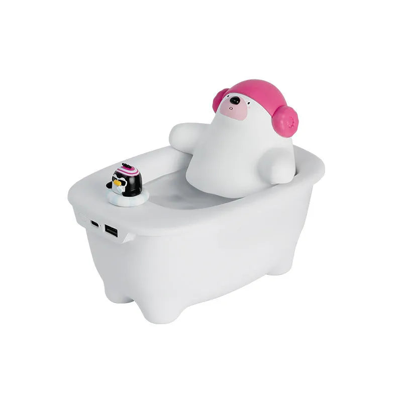 White USB air humidifier and essential oil diffuser with 550ml water tank on a desk.