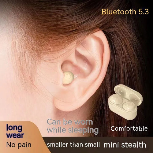 Mini wireless Bluetooth earbud for sleep in black colour with breathing light