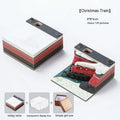 3D paper carving sticky notes depicting Qingshui Temple with a Christmas train design cover.