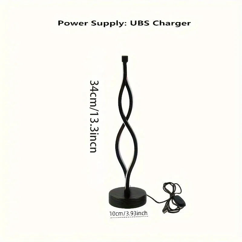 Black aluminium desk lamp with three-colour dimming button on creative stand