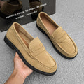 Men's slip-on casual shoes in retro business style with microfiber upper and rubber sole