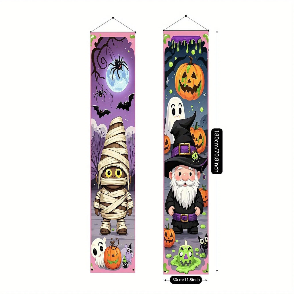 Pair of Halloween couplet decoration banners measuring 30x180cm with hanging hardware