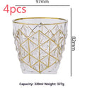 330ml crystal glass cup with hand-painted gold detail, cylindrical single-layer shape for family use