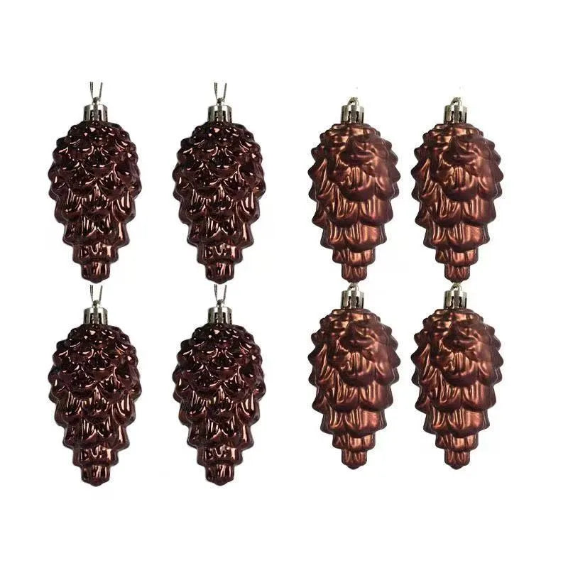 Plastic Christmas hat tree pendant in champagne gold, 7cm size, with loop for hanging