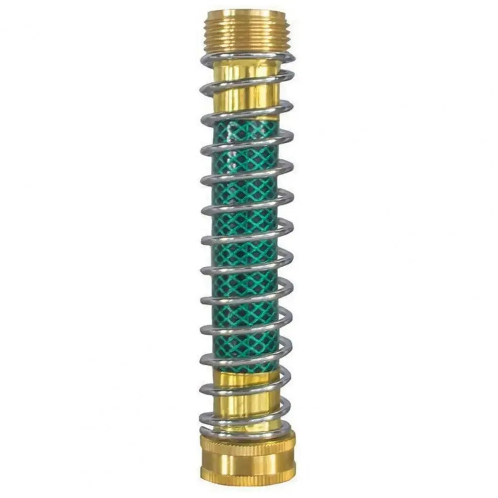 15cm long brass garden hose connector with a visible internal spiral spring