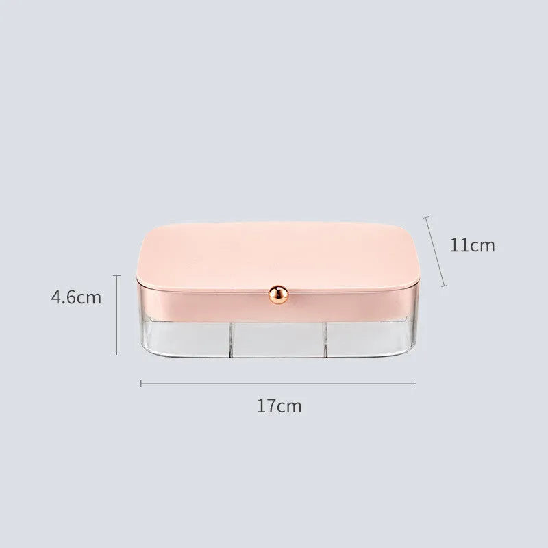 Modern minimalist jewelry storage box with multi-layer compartments measuring 17×11×4.6cm