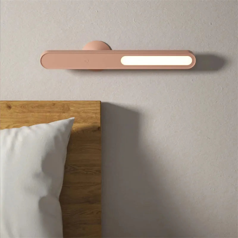 Geometric desk lamp with magnetic base and touch controls in white or khaki finish