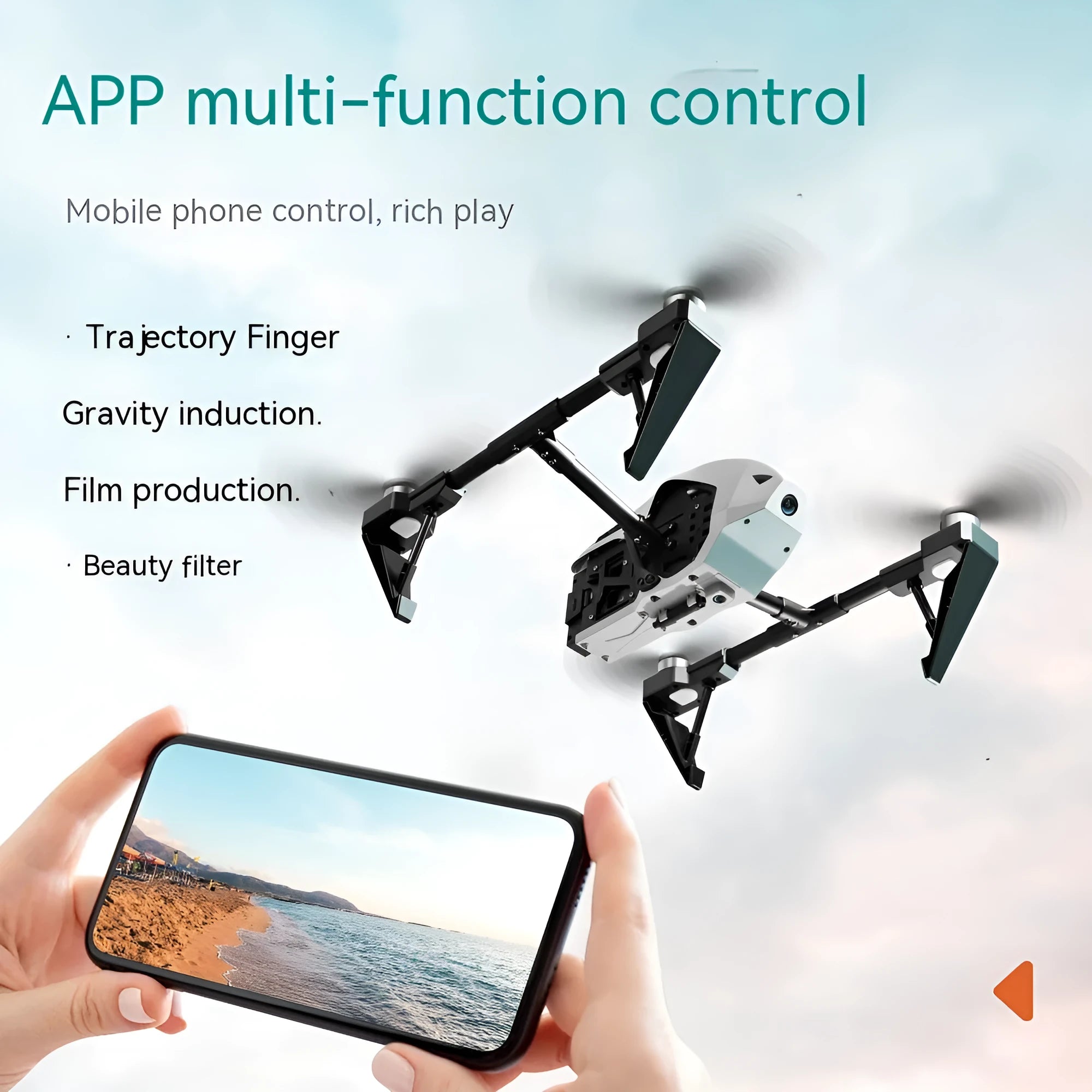 White Alloy KS66 remote control drone with camera, controller, and accessories on a grey background.