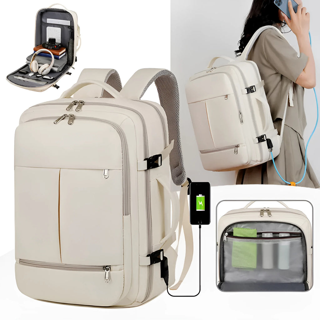 Large waterproof oxford cloth backpack with multiple pockets for 15.6 inch laptops, shown in available colours