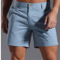 Men's cotton blend sports shorts in straight-leg Korean style with micro-elastic waistband