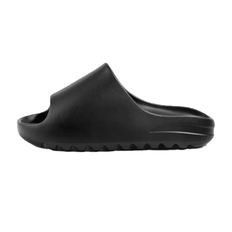 Women's thick-soled beach slippers in beige, black, brown, or green colours on an EVA injection moulded sole.