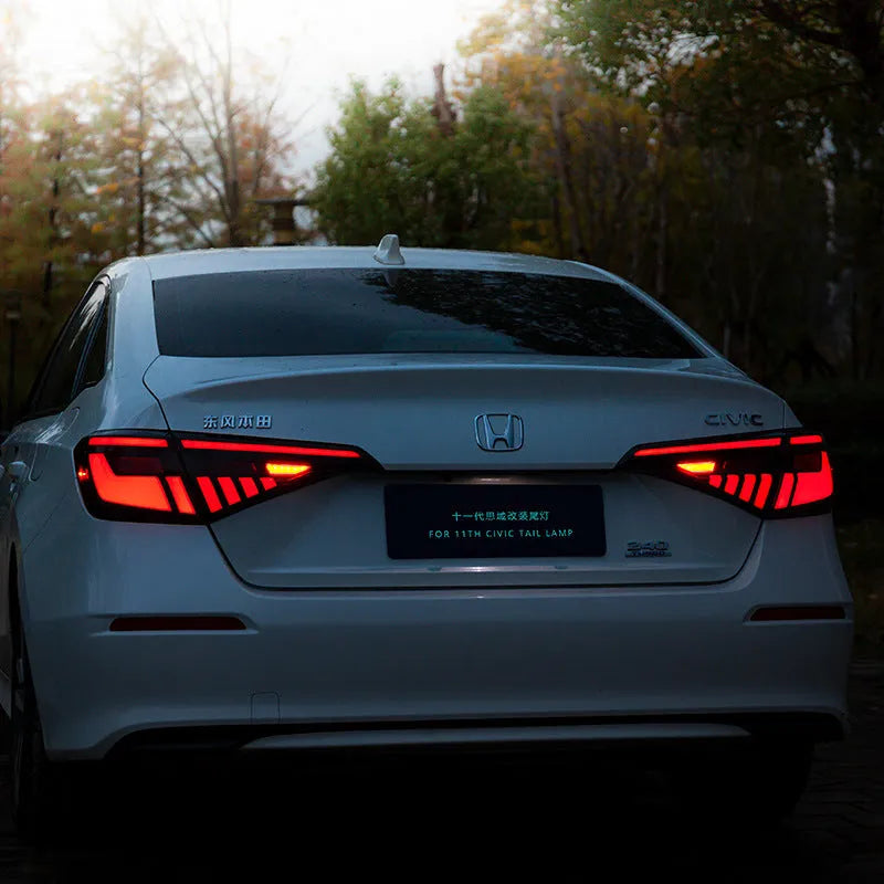 11th generation Honda Civic modified LED taillight assembly in black and red and black and white options.
