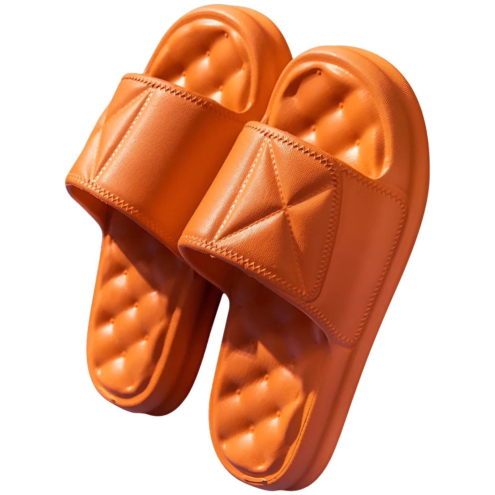Pair of soft EVA bathroom slippers with a thick non-slip sole, shown in a choice of colours.
