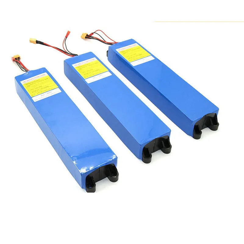 A 36V lithium battery pack for an electric scooter, showing capacity options of 6.6Ah, 7.8Ah, and 10.4Ah.