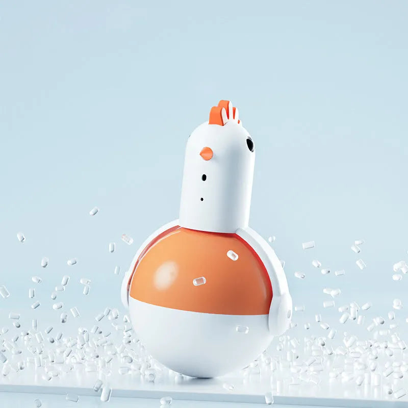 Electric cat toy chicken design with laser and sound functions for indoor feline play
