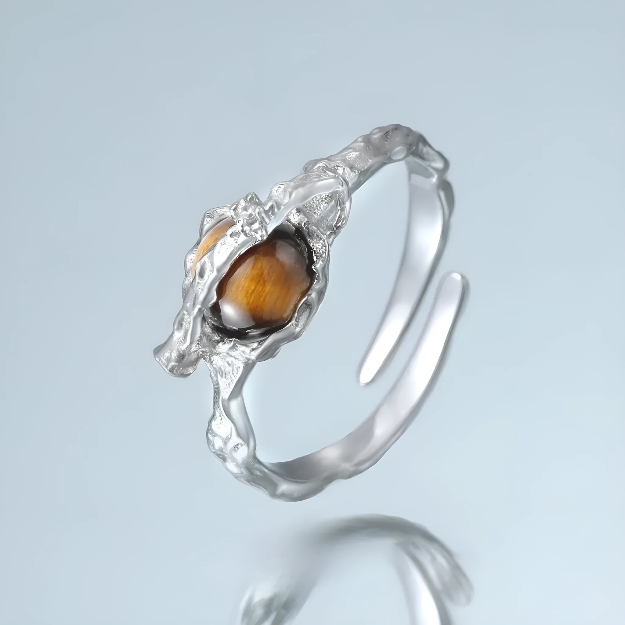Women's Saturn open ring with adjustable size in white gold colour