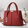 Women's large capacity PU leather shoulder bag in horizontal square tote design with leather strap