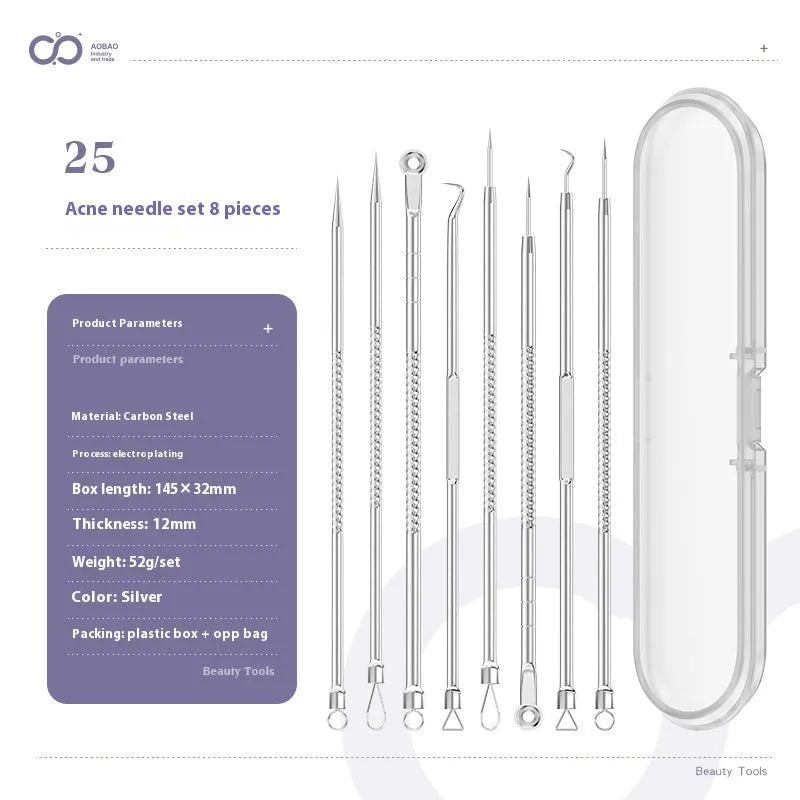 Four metal acne needles with ultra fine points, shown in assorted colours from a 33-option range.