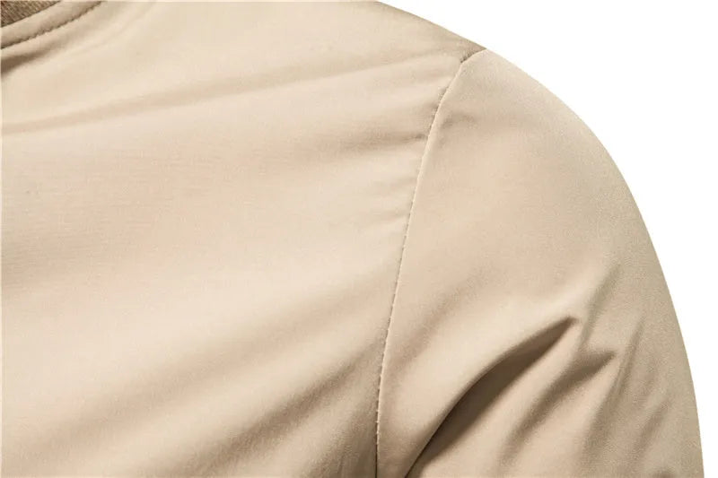 Men's striped zip-up jacket with pockets in Army Green, polyester and nylon, casual sports outerwear