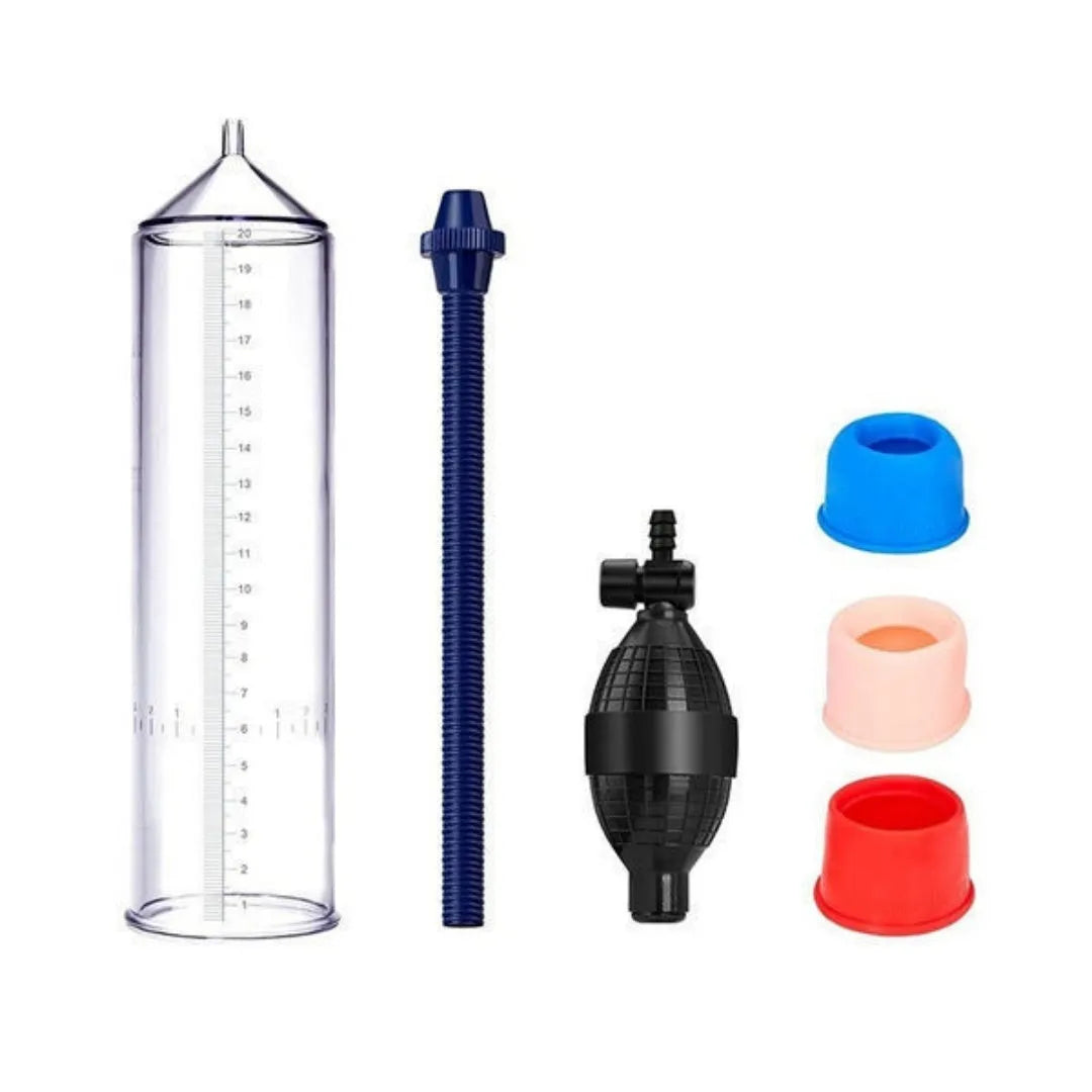 Silicone penis simulator cover accessory kit with plastic valve exerciser and assembly parts
