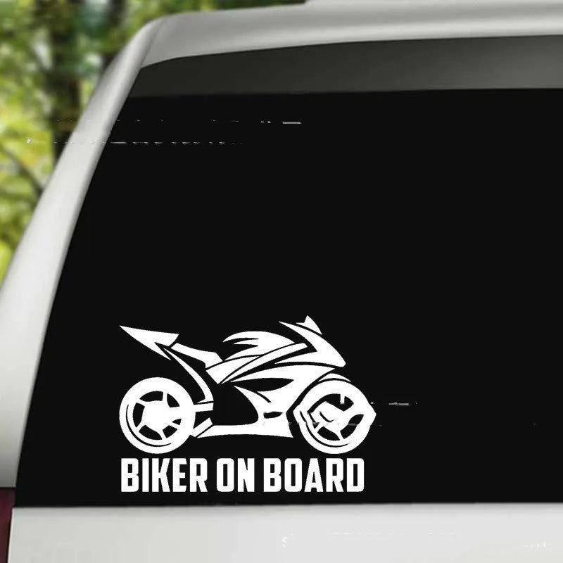 Motorcycle reflective safety sticker in PET material showing colour options and size dimensions