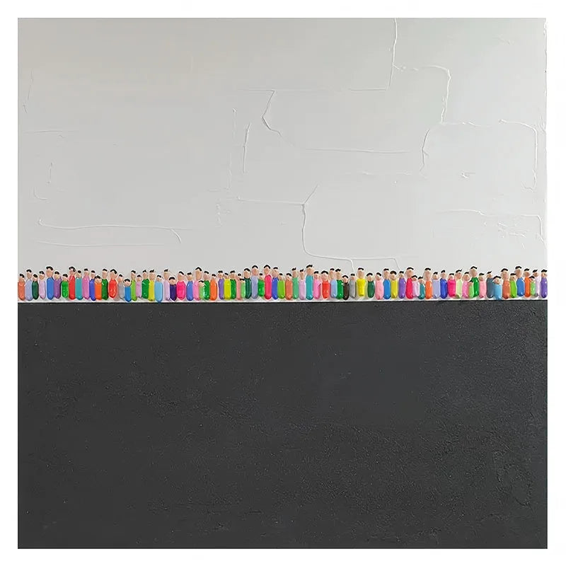 Modern abstract hand-painted oil painting on square canvas, texture character design, available in various sizes for living room wall art