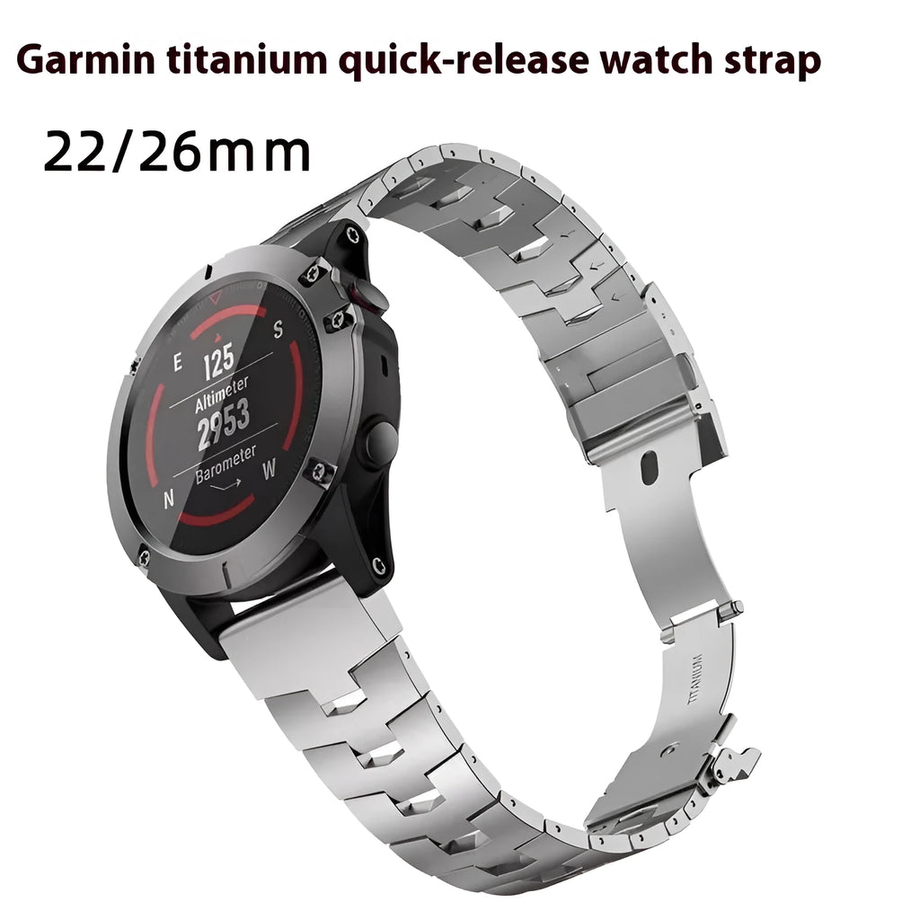 Silver, black, and titanium colour replacement watch straps for Garmin Fenix and Jiaming smartwatches