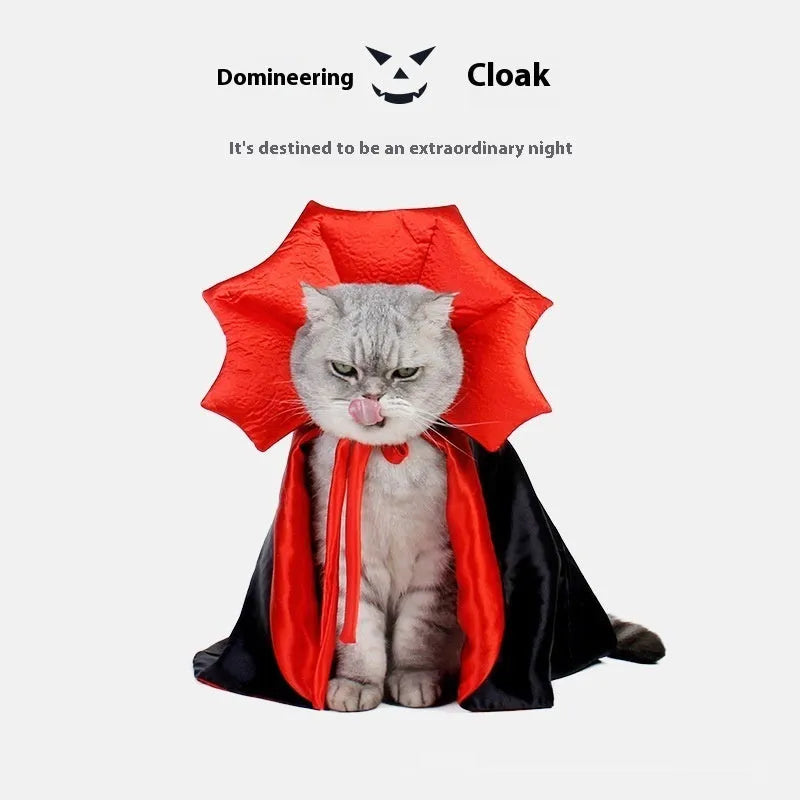 Black and red vampire cloak Halloween costume for dogs and cats