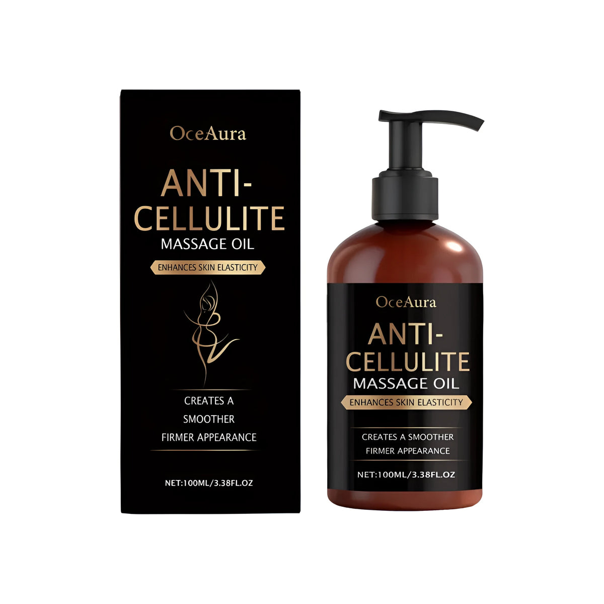 100ml anti-cellulite massage oil bottle with glycerin, castor oil, vitamin E, eucalyptus, lemon and grapefruit oils