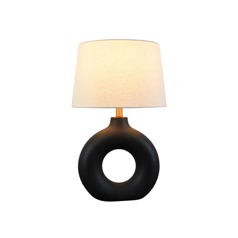 Japanese style pottery pot ceramic table lamp in white or black with 52cm height