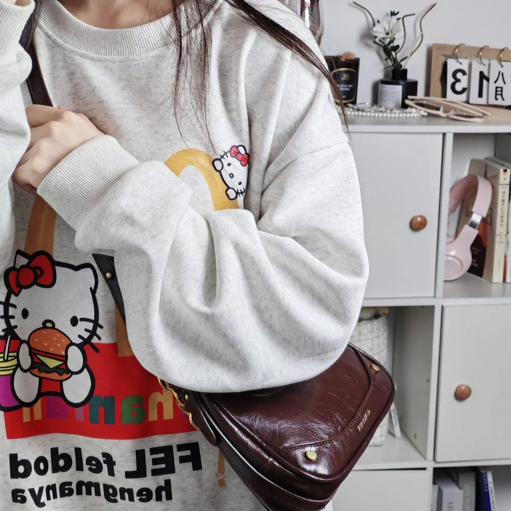 Wine red PU chain crescent underarm bag with horizontal square shape and mobile phone bag for daily one-shoulder use