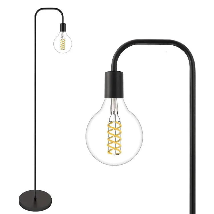 American country retro bedside lamp with iron body and metal shade in black finish