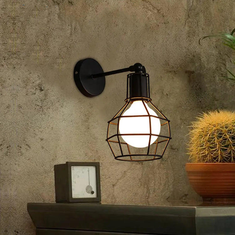 American black industrial style small wall lamp wrought iron antique finish indoor