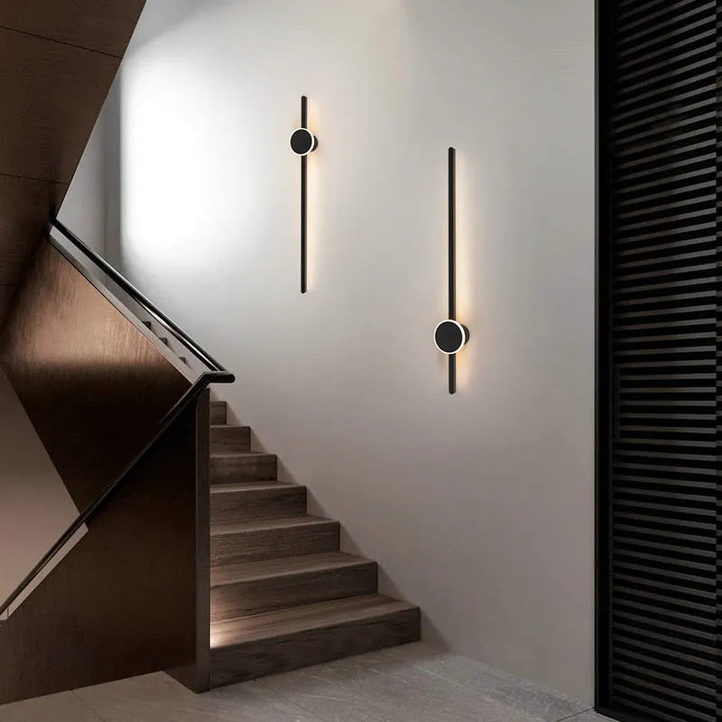 Contemporary grid-free bedside strip wall lamp with acrylic shade and three-colour LED lighting