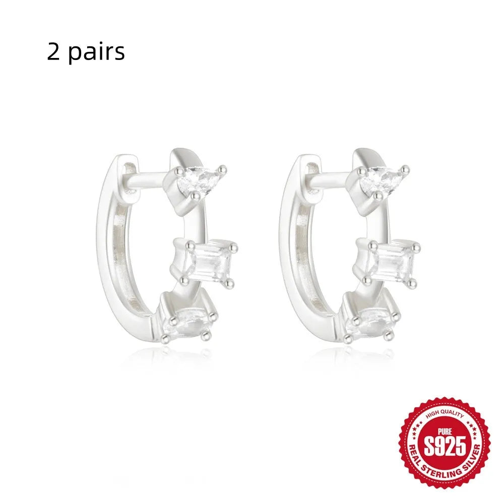 Small round geometric sterling silver stud earrings in gold or silver finish options